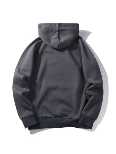 Guys Letter Graphic Drawstring Hoodie
