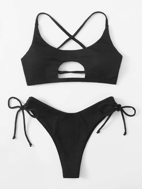 Cut-out Tie Side Bikini Swimsuit