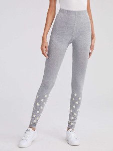 Daisy Print Elastic Waist Leggings