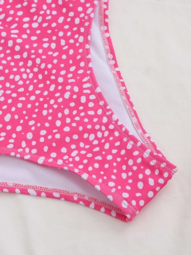 Dalmatian Knot Side High Waisted Bikini Swimsuit