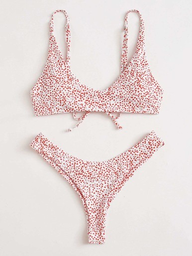 Dalmatian Tie Back High Cut Bikini Swimsuit