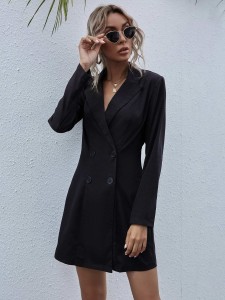 Double Breasted Lapel Collar Blazer Dress