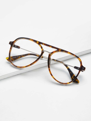 Double Bridge Leopard Frame Glasses