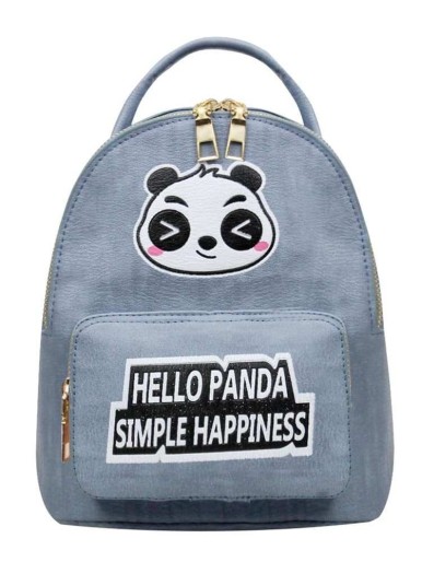 Slogan Detail Panda Print Backpack