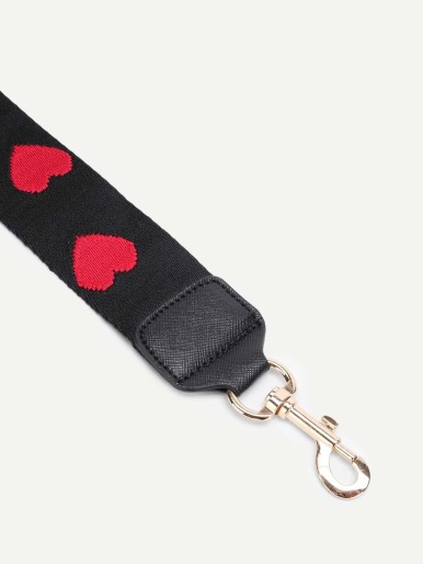 Heart Embroidered Nylon Bag Strap