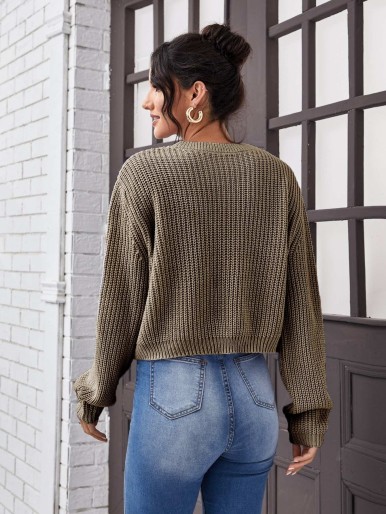 Drop Shoulder Solid Oversize Sweater