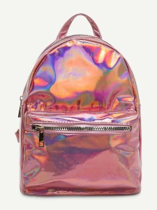 Zipper Pocket Front PU Backpack