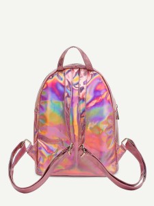 Zipper Pocket Front PU Backpack