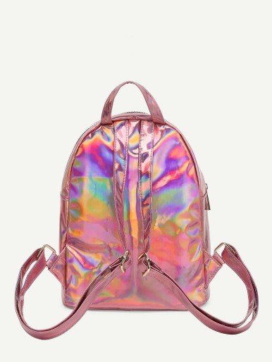 Zipper Pocket Front PU Backpack