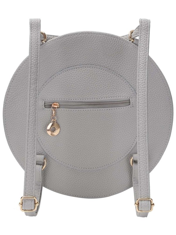 Grey Zipper Hat Shaped PU Bag