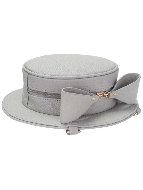 Grey Zipper Hat Shaped PU Bag