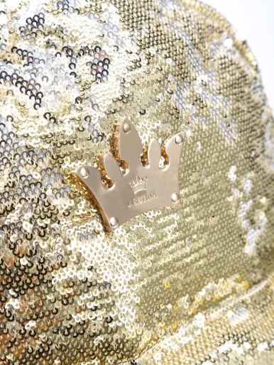 Gold Sequin Crown Embellished Backpack