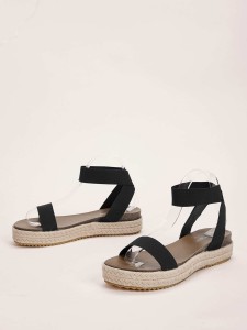 Elastic Strap Espadrille Wedges