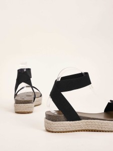 Elastic Strap Espadrille Wedges