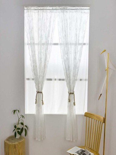 Embroidered Lace Single Panel Curtain