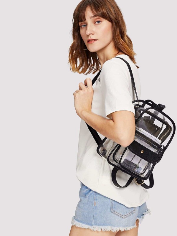 Pocket Front Clear Design Backpack