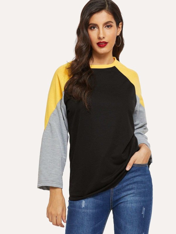 Colorblock Raglan Sleeve Sweatshirt