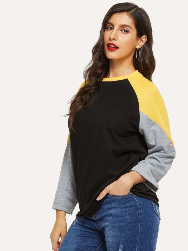 Colorblock Raglan Sleeve Sweatshirt