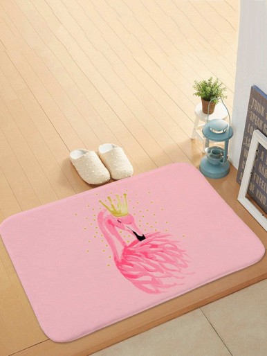 1pc Hd Printed Flamingo Design Door Mat, Cartoon Style Water