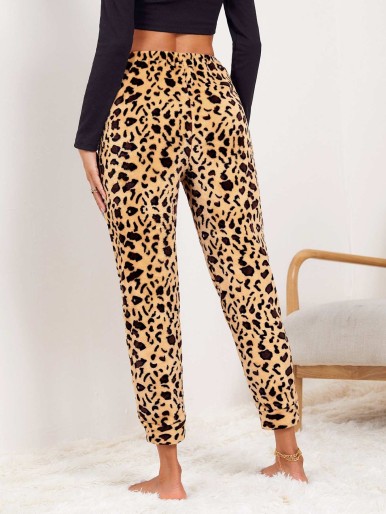 Flannel Leopard Pattern Sleep Pants