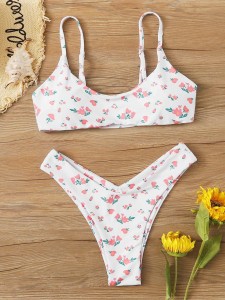 Floral High Cut Bikini Swimsuit