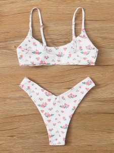 Floral High Cut Bikini Swimsuit