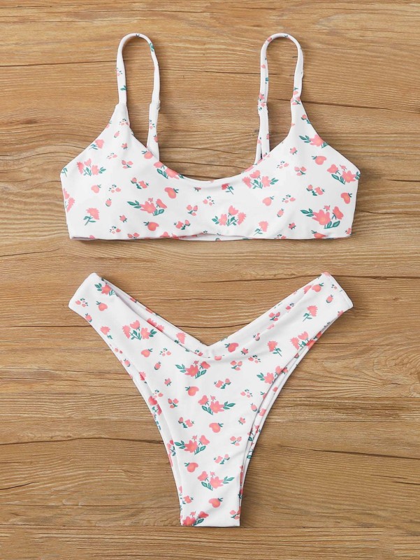 Floral High Cut Bikini Swimsuit