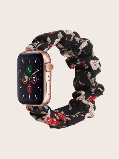 Floral Scrunchie Design 42/44mm Watchband Compatible With iWatch