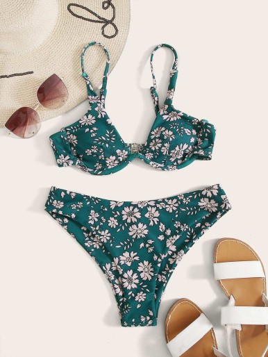 Floral Underwire Bikini Swimsuit