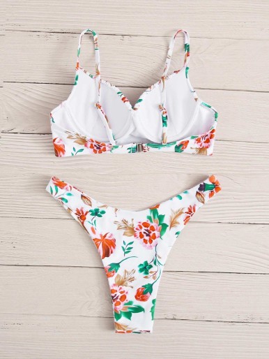 Floral Underwire High Cut Bikini Swimsuit