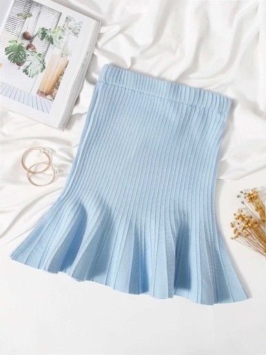 Flounce Hem Knit Skirt