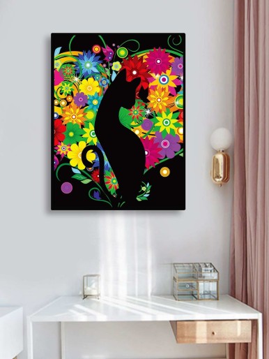 Flower & Cat Pattern Diamond Painting Without Frame