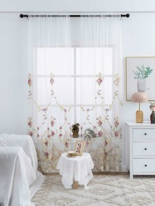 Flower Embroidery Single Panel Curtain