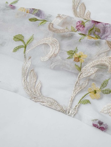 Flower Embroidery Single Panel Curtain