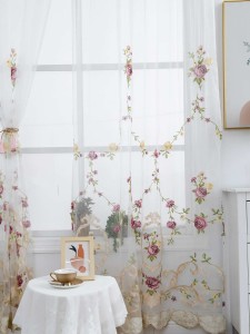 Flower Embroidery Single Panel Curtain