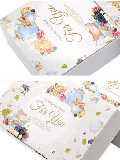 Flower Print Dessert Paper Box 10pcs