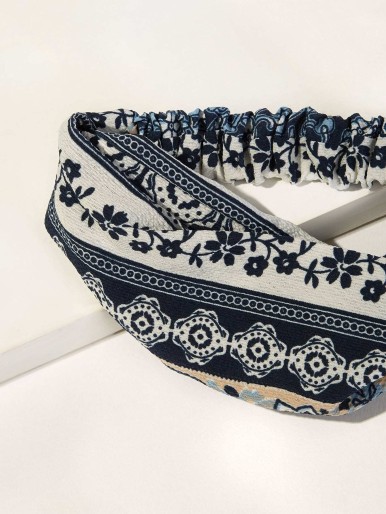 Flower Print Twist Headband