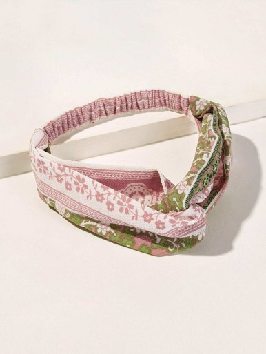 Flower Print Twist Headband