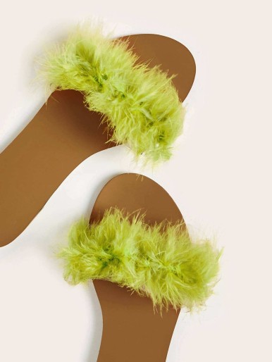 Wide fit fluffy on sale sliders