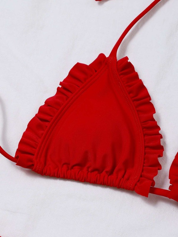 Frill Trim Micro Triangle Bikini Swimsuit