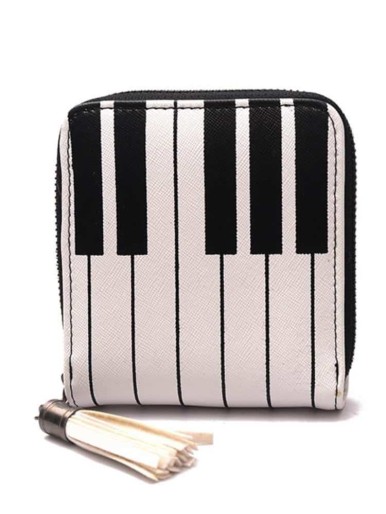 Piano Key Design PU Clutch Bag