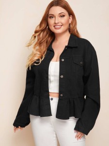 Gathered Hem Denim Jacket - Large