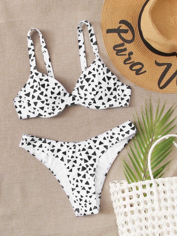 Geo Print Underwire Bikini Swimsuit