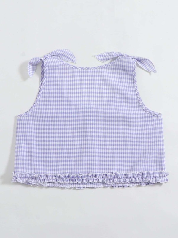 Gingham Button Front Crop Tank Top