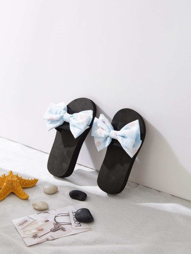 Girls Bow Decor Floral Graphic Slides