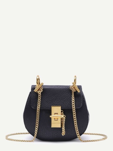 PU Crossbody Saddle Bag With Chain