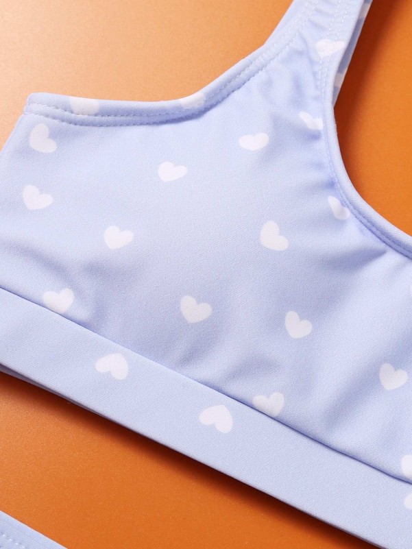 Girls Heart Print Bikini Swimsuit