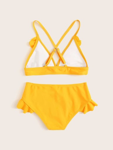 Girls Ruffle Trim Triangle Bikini Set