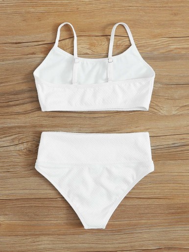 Girls Solid Bikini Swimsuit