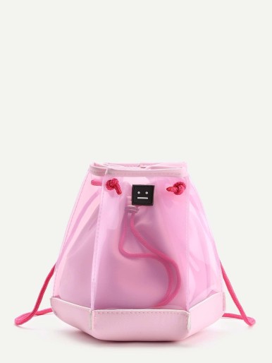 Bucket bag with transparent lace with patch